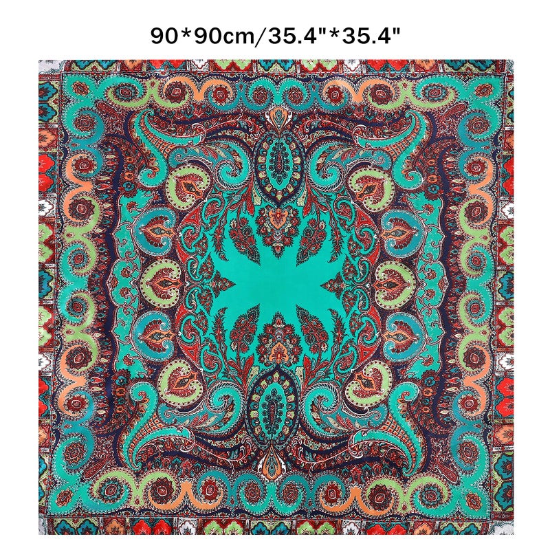 GERINLY Boho Wild Rag Scarves Ethnic, Western Bandana 35 Inch, Cowboy Gift Accessories(PeacockBlue) - Image 2