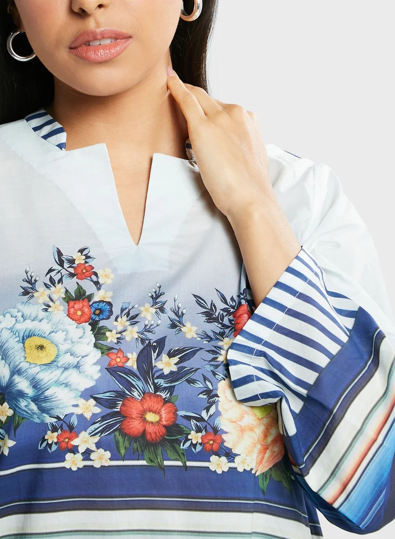 Nishat Linen Floral Print Kurti