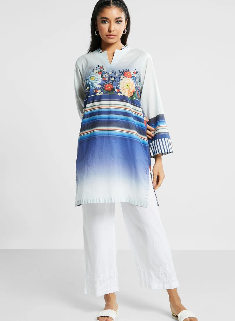 Nishat Linen Floral Print Kurti