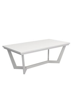 RIGID Steel Rectangular Coffee Table with Wooden Top
 White 45x120x60cm  - Image 2