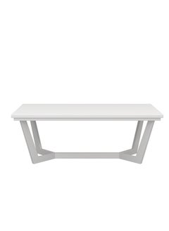 RIGID Steel Rectangular Coffee Table with Wooden Top
 White 45x120x60cm  - Image 3