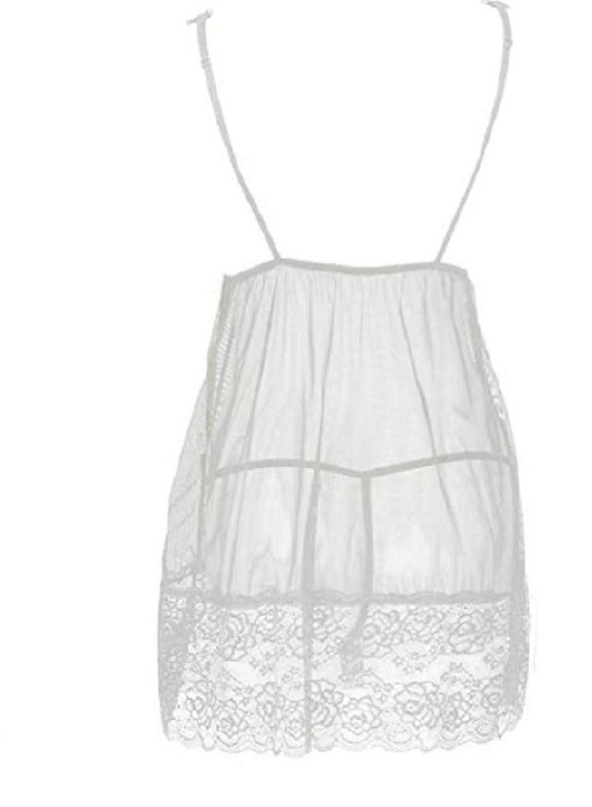 Women Lace Trim Cami  Spaghetti Strap Mini  Sleepwear Dress  - Image 2
