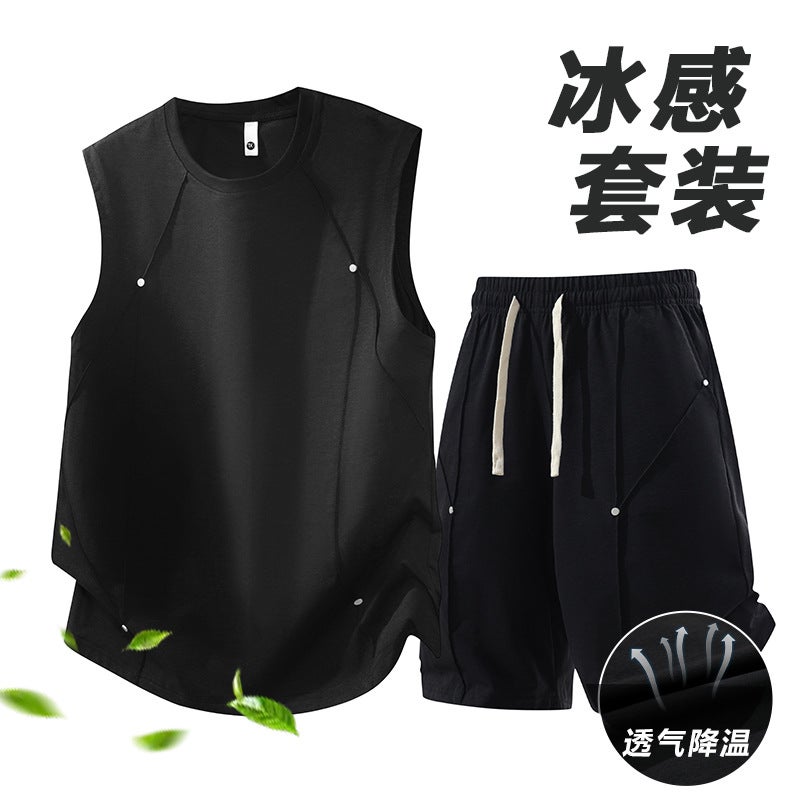 Men's Sleeveless Vest and Shorts Set Summer Sportswear 2-Piece - Image 3