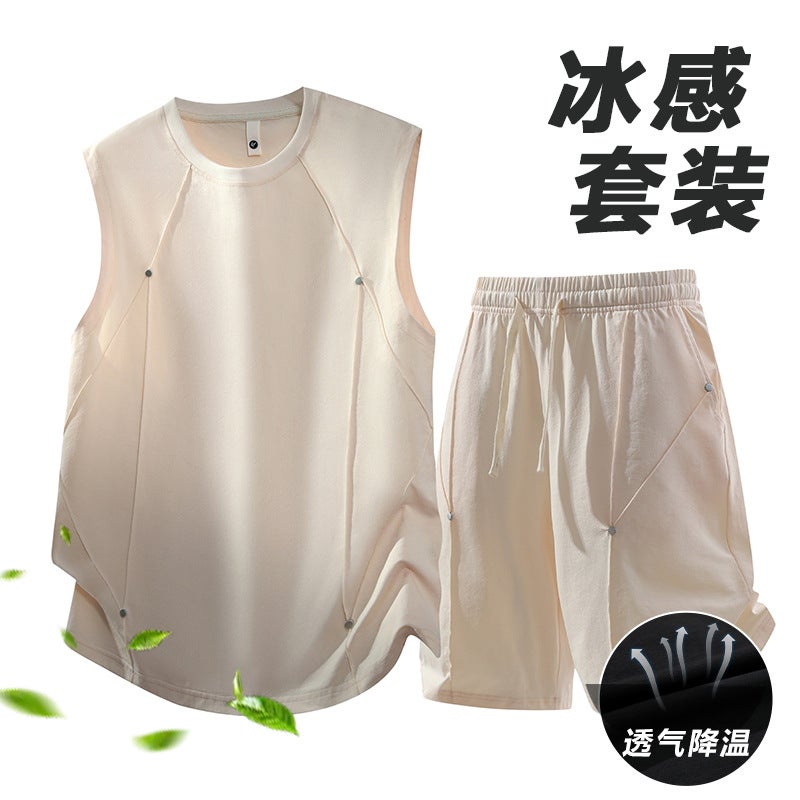 Men's Sleeveless Vest and Shorts Set Summer Sportswear 2-Piece - Image 2
