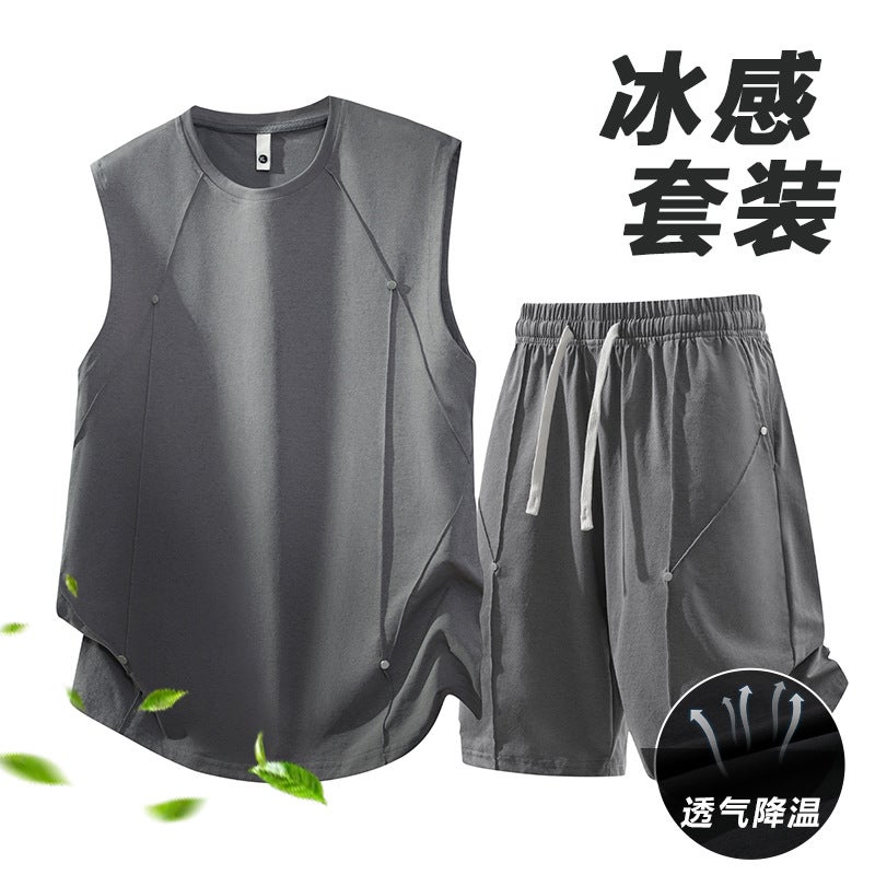 Men's Sleeveless Vest and Shorts Set Summer Sportswear 2-Piece - Image 4