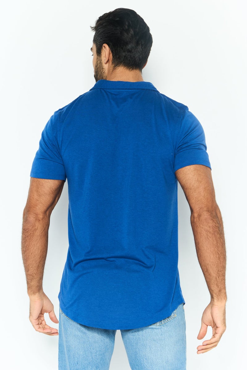 Men Regular Fit Solid Short Sleeve Polo Shirt, Blue