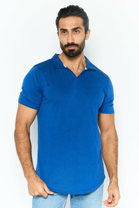 Men Regular Fit Solid Short Sleeve Polo Shirt, Blue