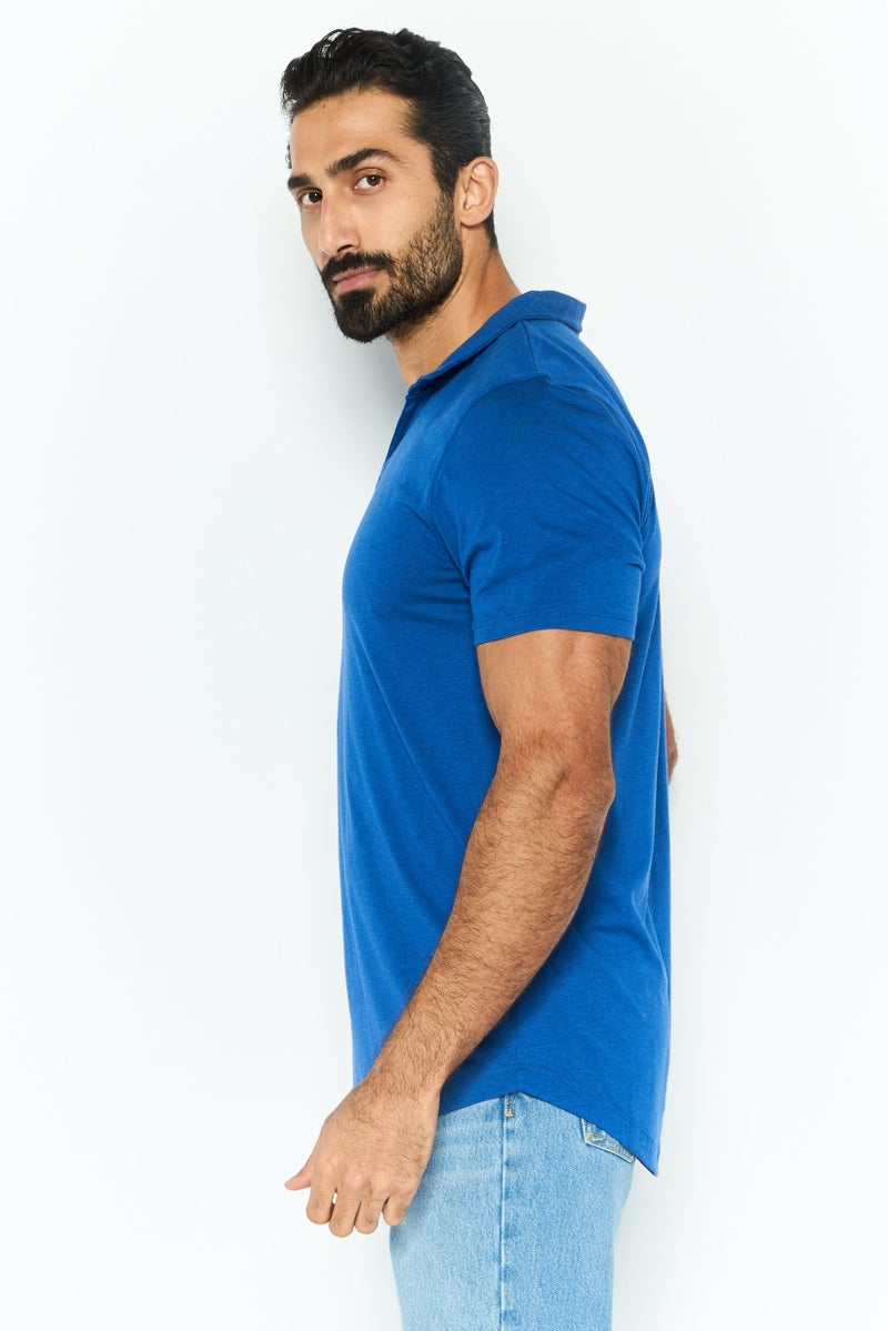 Men Regular Fit Solid Short Sleeve Polo Shirt, Blue