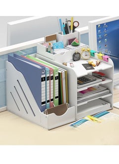 MIXDE Office Supplies Desktop File Shelves Drawer Bookshelf Multi-Layer Folder Storage Box 