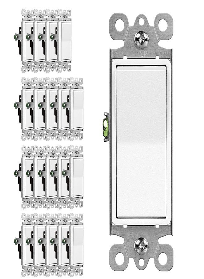 CML Hardware (20 Pack) CML 3 Way Decorator Paddle Rocker Wall Light Switch, Single Pole or Three Way, 15A 120/277V, On/Off Interrupter, UL Listed, White - Image 1