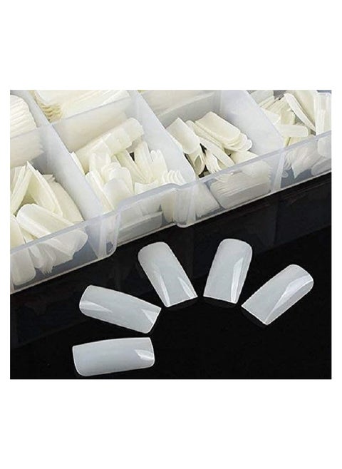 White artificial nails - in a pack of 100 pieces, full coverage in 10 sizes