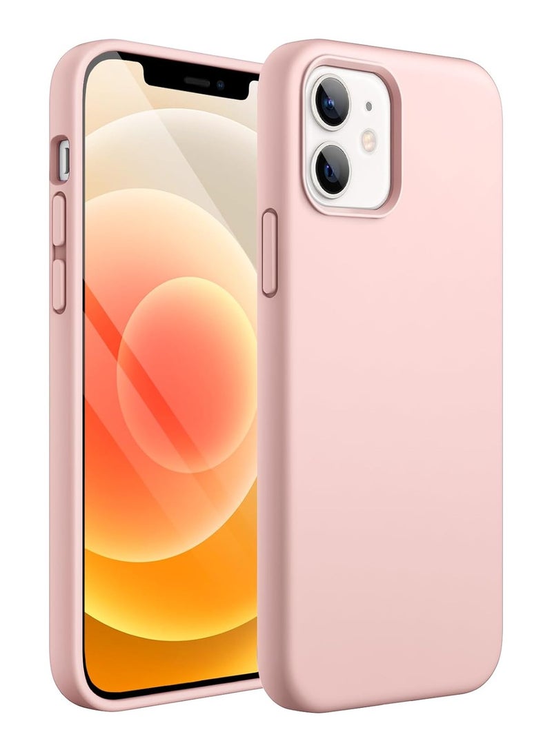 أكاليكس جراب سيليكون متوافق مع iPhone 12/12 Pro، سيليكون سائل رفيع، طبقات من المطاط الهلامي الناعم المقاوم للصدمات، جراب حماية للهاتف مع بطانة من مادة TPU (وردي) - Image 1