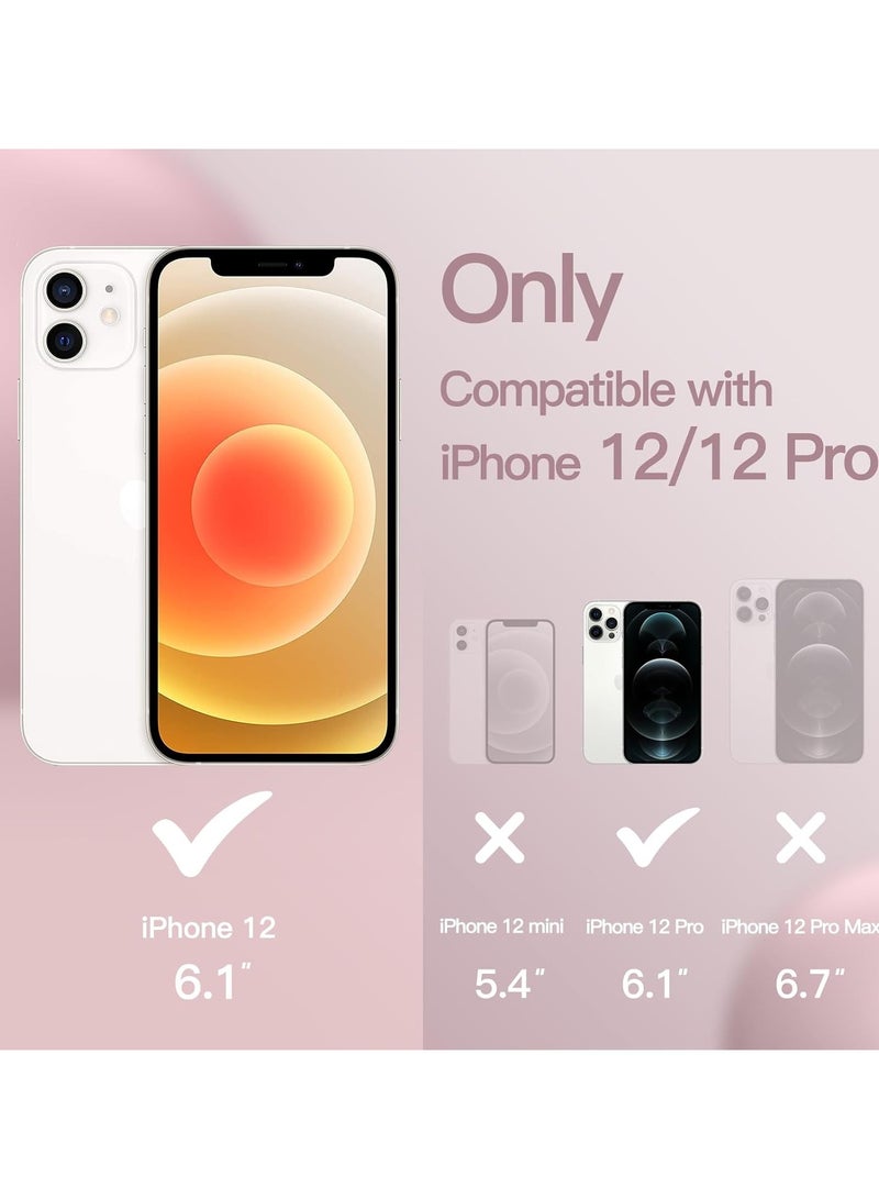 أكاليكس جراب سيليكون متوافق مع iPhone 12/12 Pro، سيليكون سائل رفيع، طبقات من المطاط الهلامي الناعم المقاوم للصدمات، جراب حماية للهاتف مع بطانة من مادة TPU (وردي) - Image 2