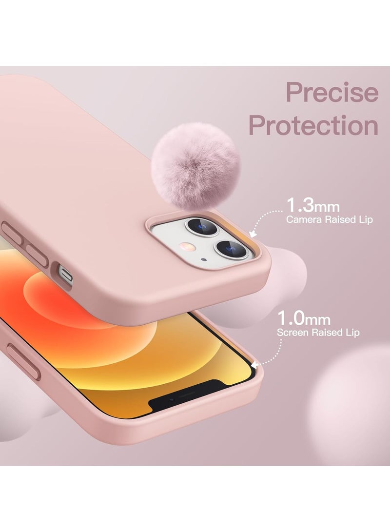 أكاليكس جراب سيليكون متوافق مع iPhone 12/12 Pro، سيليكون سائل رفيع، طبقات من المطاط الهلامي الناعم المقاوم للصدمات، جراب حماية للهاتف مع بطانة من مادة TPU (وردي) - Image 3