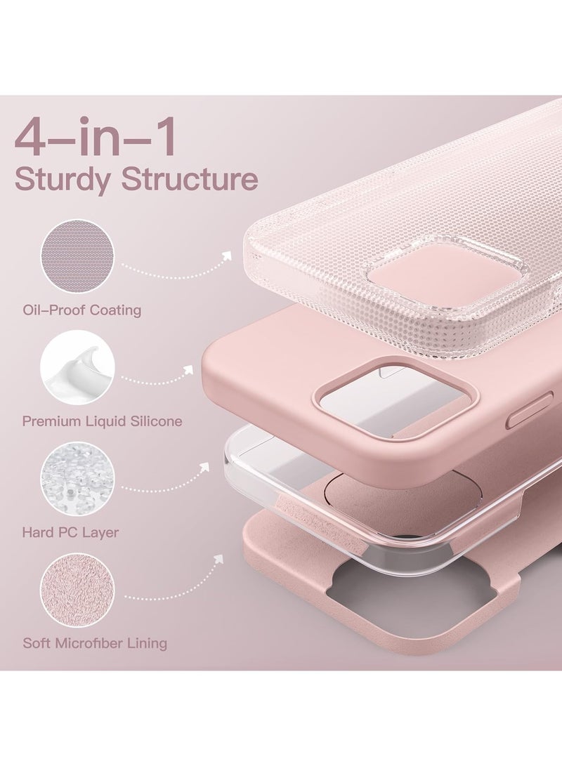 أكاليكس جراب سيليكون متوافق مع iPhone 12/12 Pro، سيليكون سائل رفيع، طبقات من المطاط الهلامي الناعم المقاوم للصدمات، جراب حماية للهاتف مع بطانة من مادة TPU (وردي) - Image 4