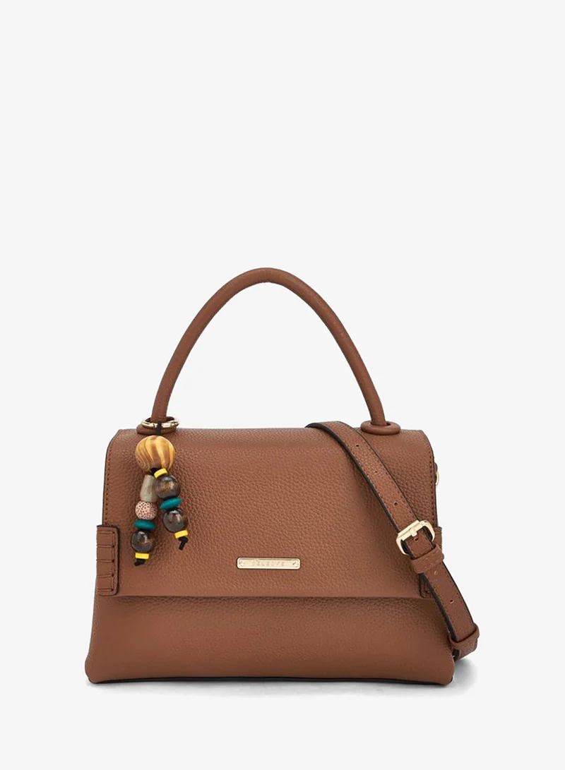 Celeste Textured Satchel Bag with Bag Charm