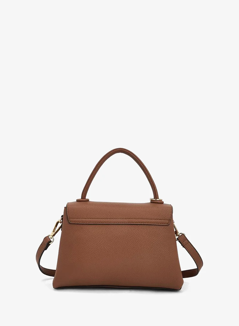 Celeste TAN Textured Satchel Bag with Bag Charm for Women | Best Price UAE