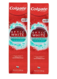 2 Piece Set Optic White Clay and Minerals Remove Stains and Restore Natural Whiteness Mint 2X75 ml