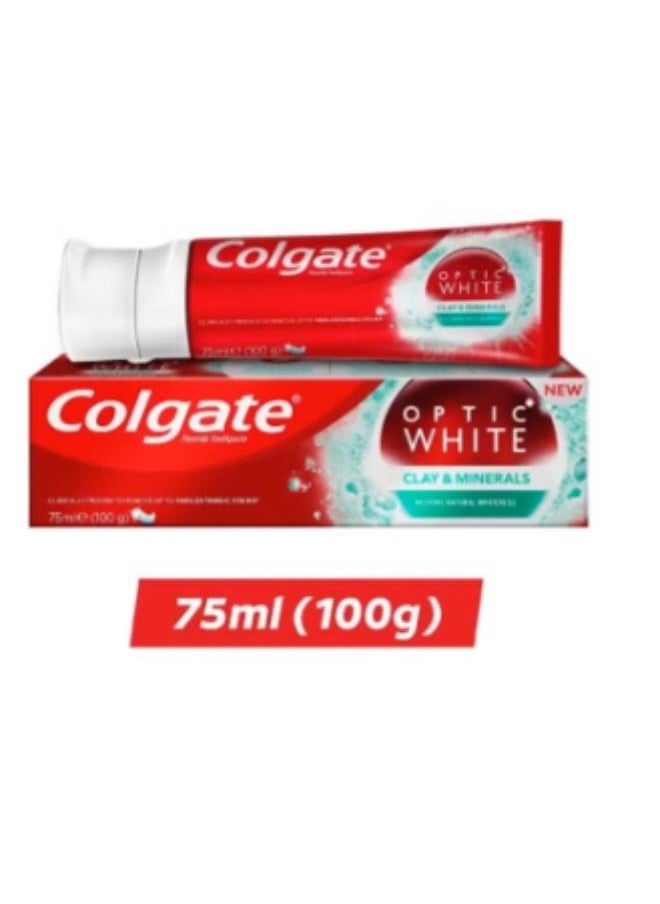 Colgate - 2 Piece Set Optic White Clay and Minerals Remove Stains and Restore Natural Whiteness Mint 2X75 ml - Image 1