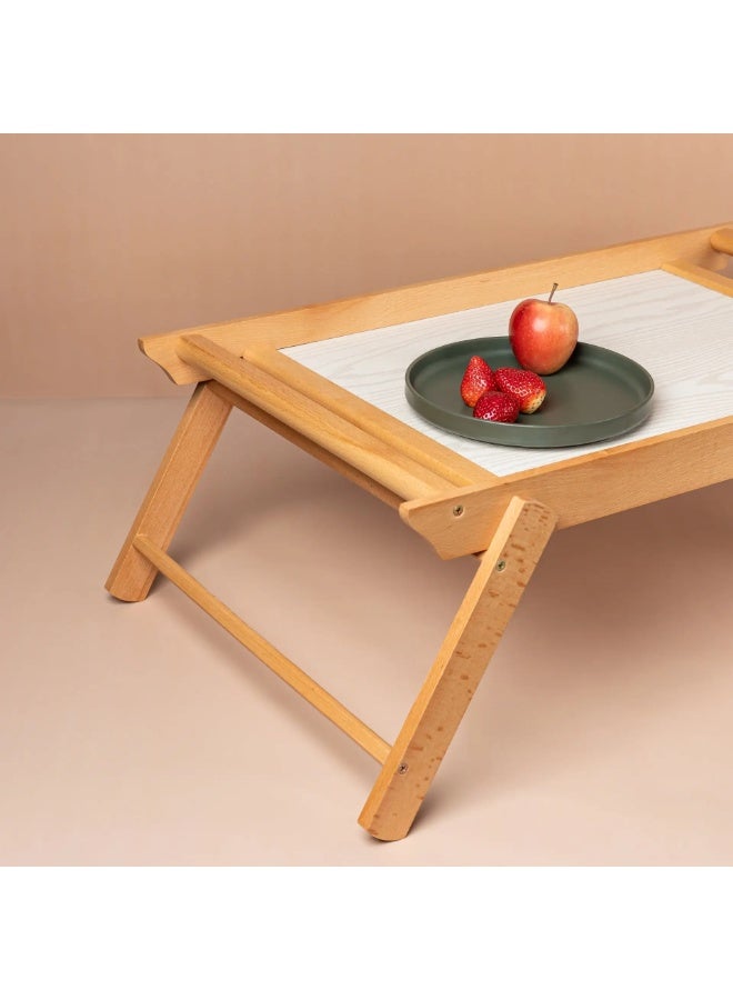 zoba Foldable Wooden Serving Tray for Bed Dining Study Laptop with Legs for Home - Image 2