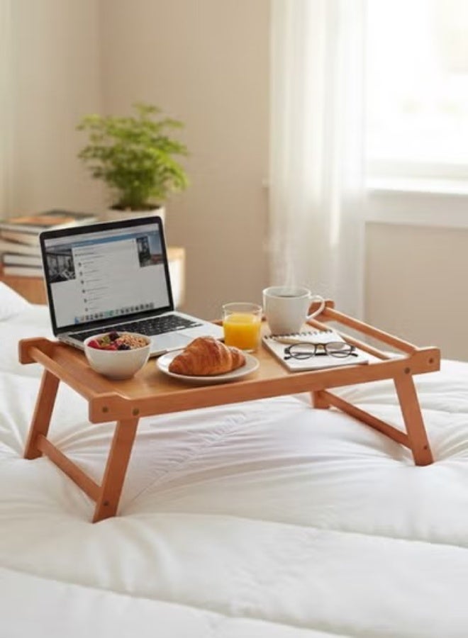 zoba Foldable Wooden Serving Tray for Bed Dining Study Laptop with Legs for Home - Image 1