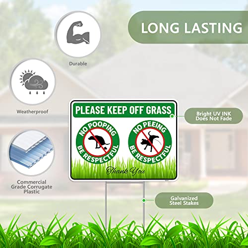 Venicor 2PC No Poop or Pee Dog Sign with Stakes, 12 Inches by 9 Inches - Corrugated Plastic - Keep Dogs Off Lawn - Curb Your Dogs Grass Lawn Yard Repellent - Image 2
