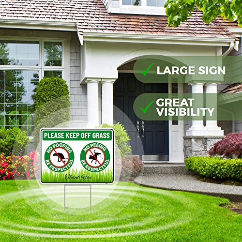 Venicor 2PC No Poop or Pee Dog Sign with Stakes, 12 Inches by 9 Inches - Corrugated Plastic - Keep Dogs Off Lawn - Curb Your Dogs Grass Lawn Yard Repellent - Image 4