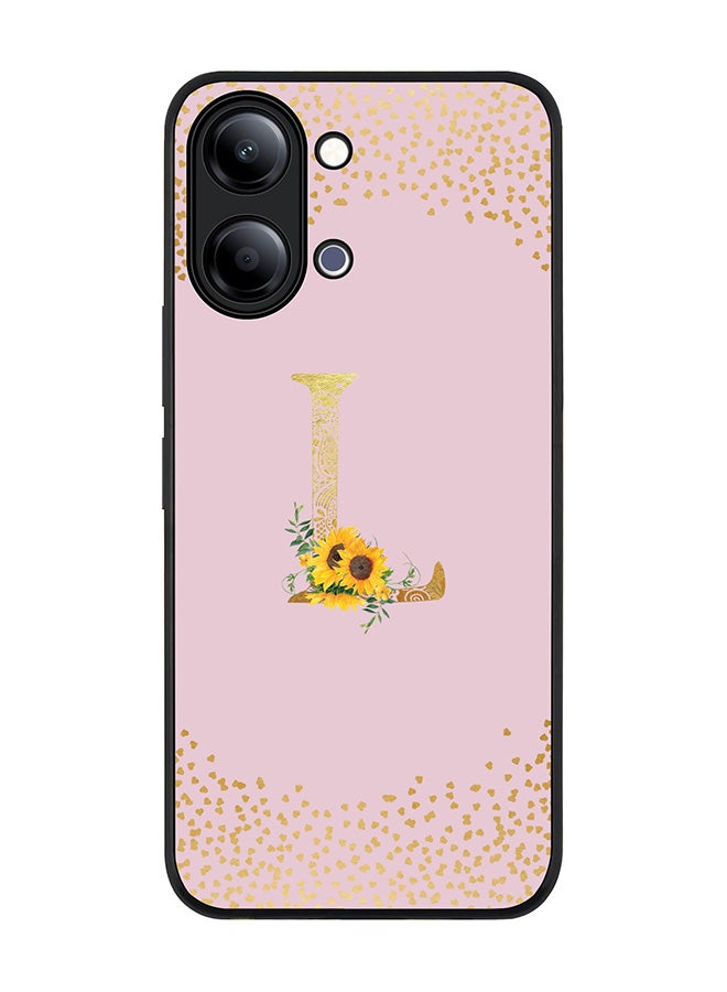 Stylizedd For vivo Y05 4G / Y6t 5G Case,Slim fit Camera Protection, Shockproof Thin Phone cover  - Custom Floral Monogram - L  (Pink ) - Image 1