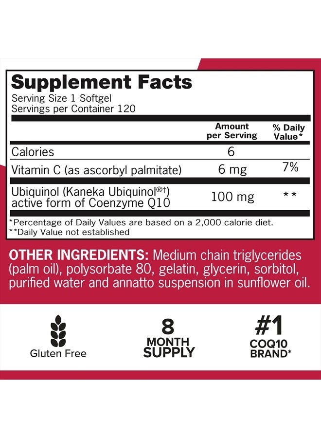 Qunol 2 Pack Mega Ubiquinol Coq10 100 Mg Softgels Active Form Of Coenzyme Q10 For Heart Health 8 Month Supply 240 Count - Image 4