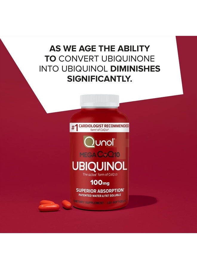 Qunol 2 Pack Mega Ubiquinol Coq10 100 Mg Softgels Active Form Of Coenzyme Q10 For Heart Health 8 Month Supply 240 Count - Image 2