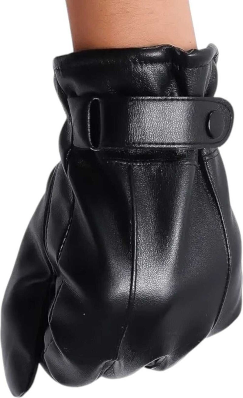 Tezzgelsin Men's Water and Windproof Vegan Leather Thermal Gloves Men's Gloves  - Image 5