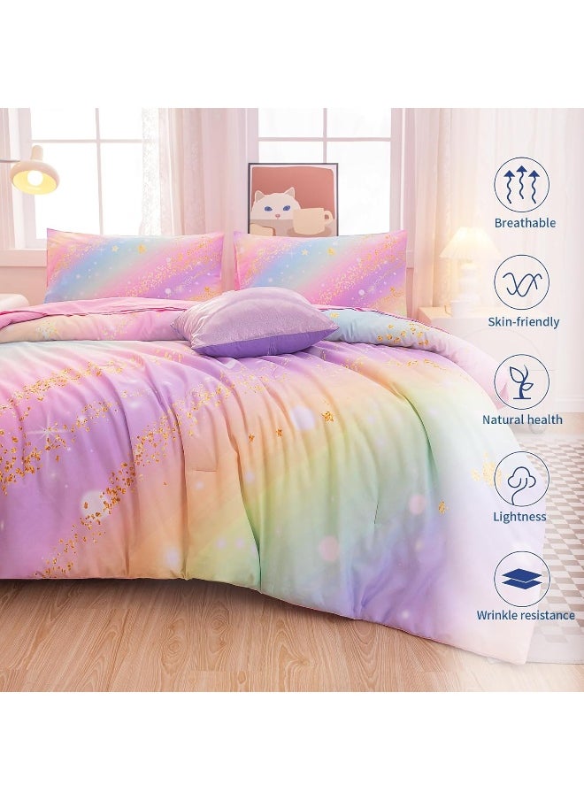 Generic BQH Full Size Bedding Sets Kids Bedding Sets for Girls, Galaxy Bedding 6 Pieces Bed in A Bag Full Size, Glitter Colorful Comforter for Girls  - Image 5