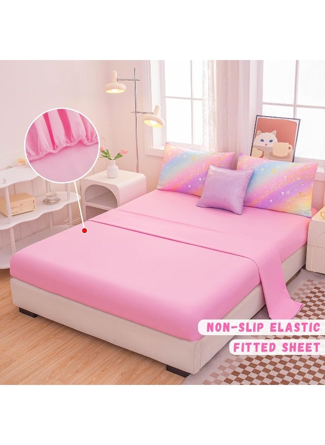 Generic BQH Full Size Bedding Sets Kids Bedding Sets for Girls, Galaxy Bedding 6 Pieces Bed in A Bag Full Size, Glitter Colorful Comforter for Girls  - Image 3