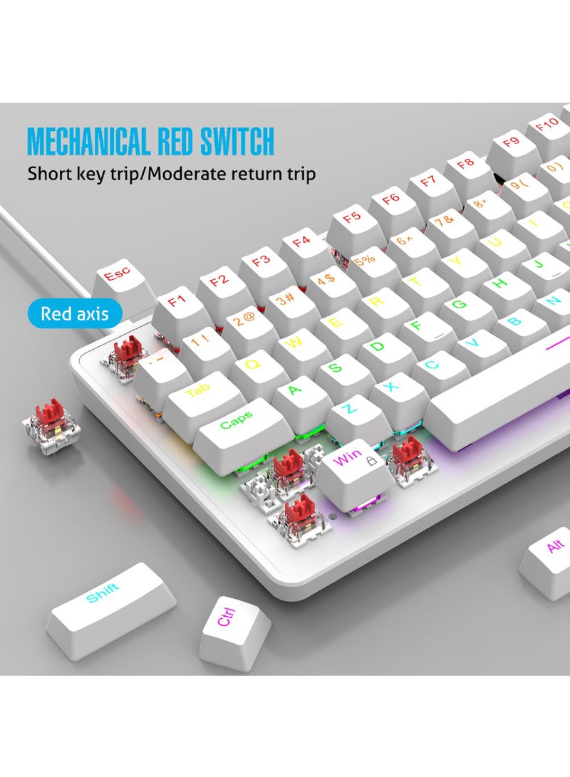 ROCK POW 70% PC Gaming Keyboard, 82 Keys Mechanical Keyboard with RGB Backlit 19 Modes,Volume Lighting Knob, Wired Mini PBT Keycaps for PC Gaming and Working (Red Switch) - Image 2