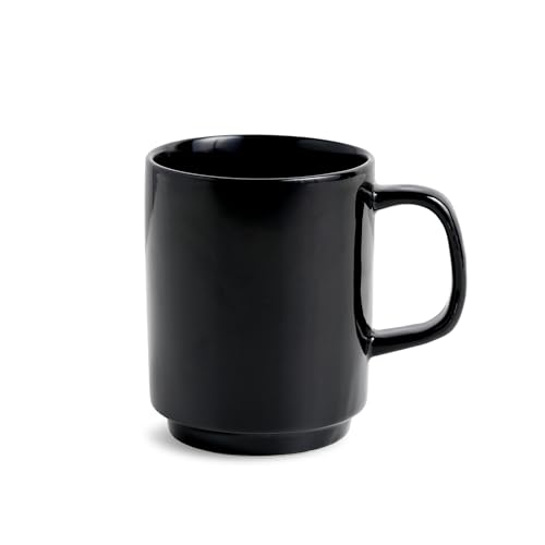 Shay Ceramic Mug, 1 Pc, Black, 300ml | Glossy Finish | Ceramic Coffee Cup | Porcelain | Microwave Safe (Rise Mug - 1Pc - Black) - Image 1