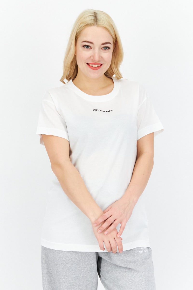 New Balance Women Relaxed Fit Short Sleeve Training T-Shirt, White  - Image 1