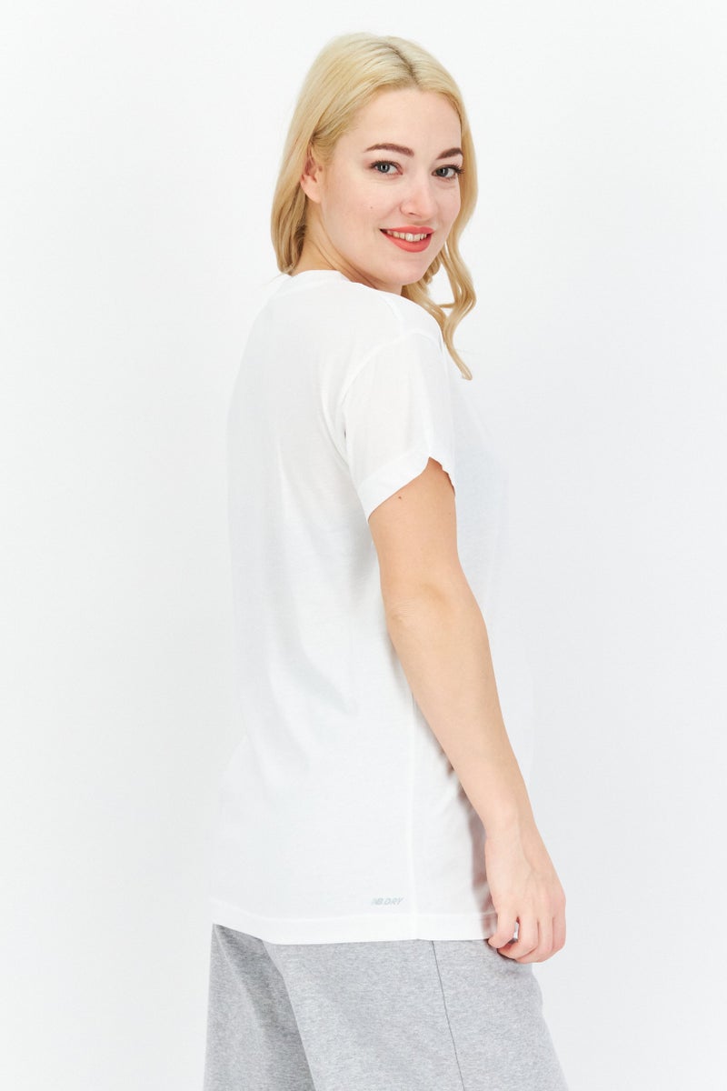 New Balance Women Relaxed Fit Short Sleeve Training T-Shirt, White  - Image 3