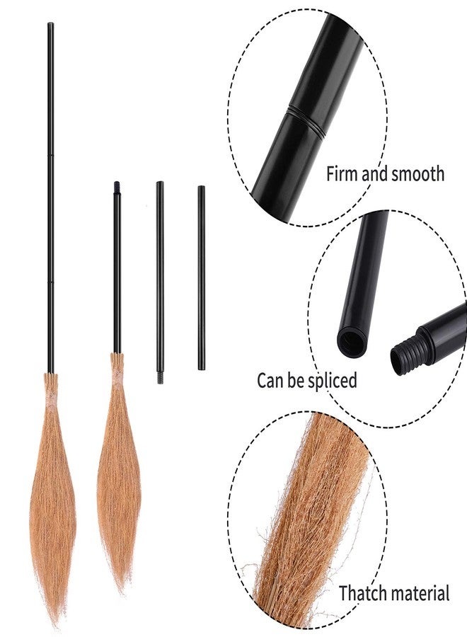 Elcoho 6 Pieces Retractable Witch Broom Witch Broomstick Plastic Halloween Straw Thatch Witch Broom Props Party Decoration for Halloween Cosplay Favors - Image 3