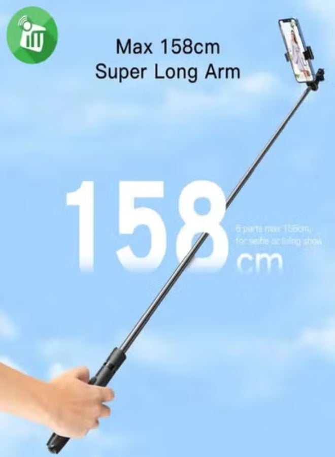 Yesido Yesido SF13 Wireless Selfie Stick with Tripod (1580mm) Black - Image 2