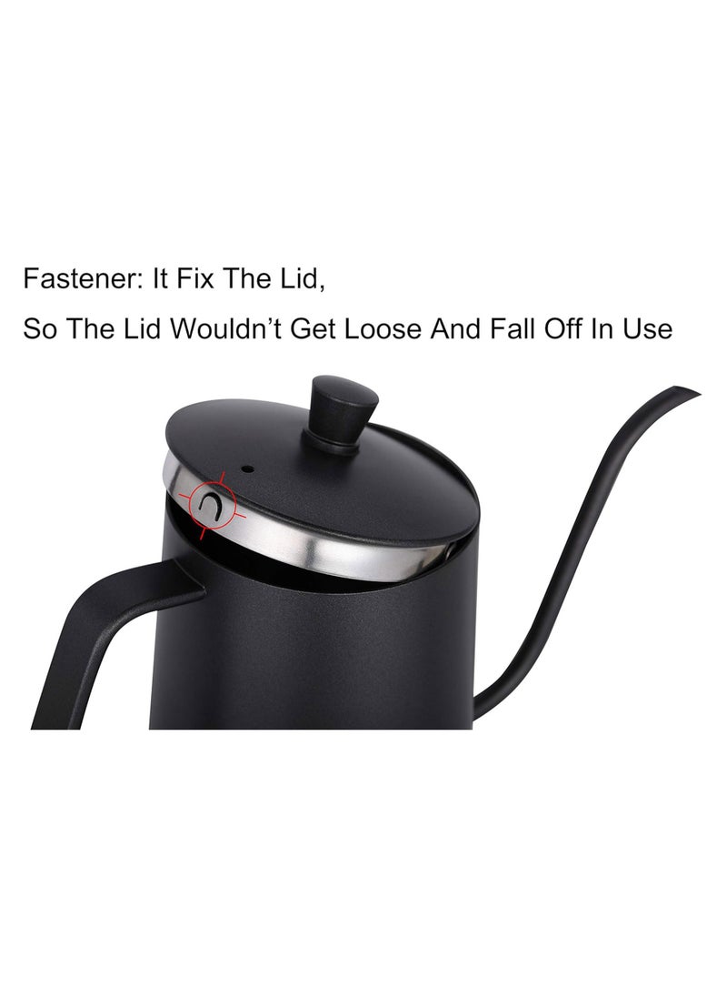 TDAO - V60 304 Food Grade(Not 201 Normal Stainless Steel) Stainless Steel Hand Drip Pour Over Gooseneck Tea Pot/Kettle Black 600ml - Image 1