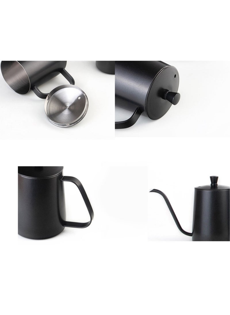 TDAO - V60 304 Food Grade(Not 201 Normal Stainless Steel) Stainless Steel Hand Drip Pour Over Gooseneck Tea Pot/Kettle Black 600ml - Image 1