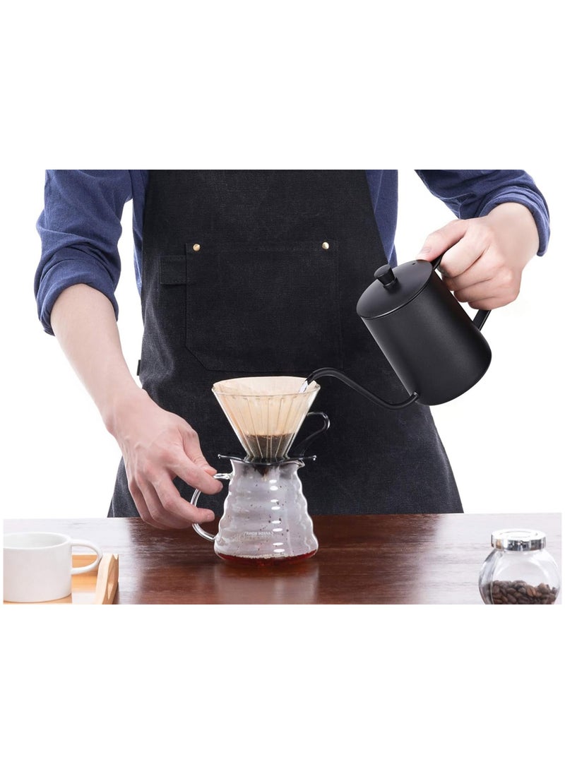 TDAO - V60 304 Food Grade(Not 201 Normal Stainless Steel) Stainless Steel Hand Drip Pour Over Gooseneck Tea Pot/Kettle Black 600ml - Image 1