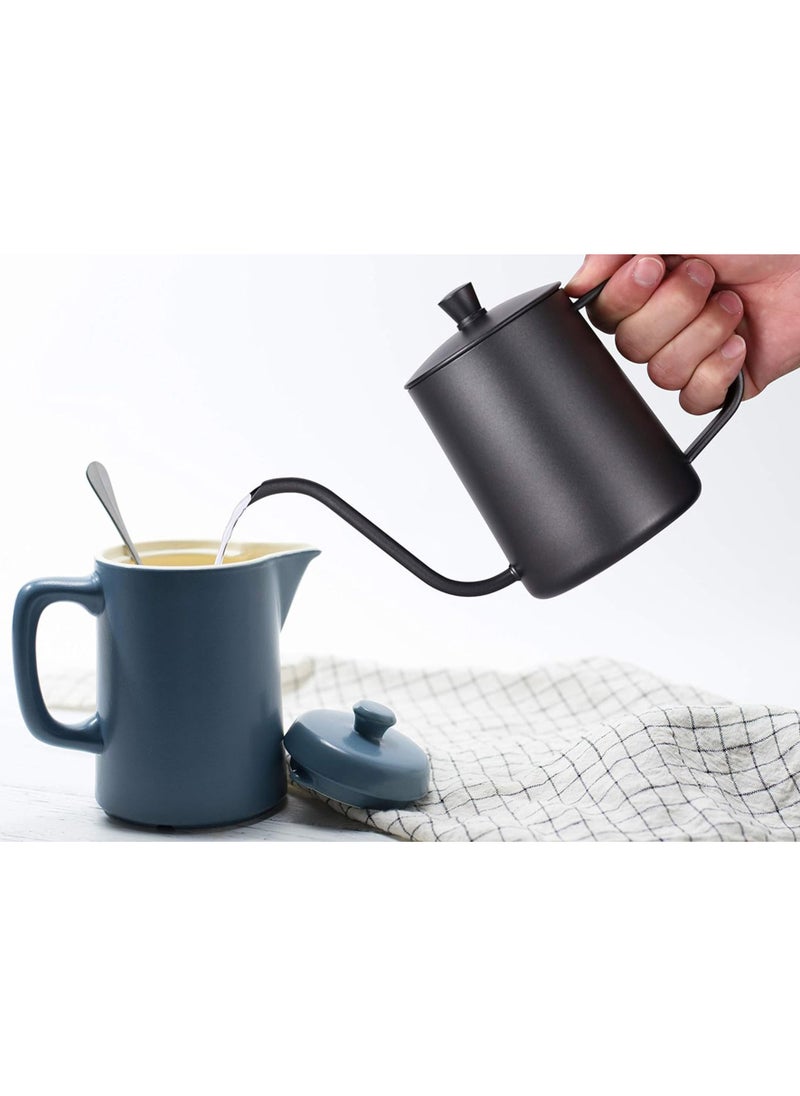 TDAO - V60 304 Food Grade(Not 201 Normal Stainless Steel) Stainless Steel Hand Drip Pour Over Gooseneck Tea Pot/Kettle Black 600ml - Image 1