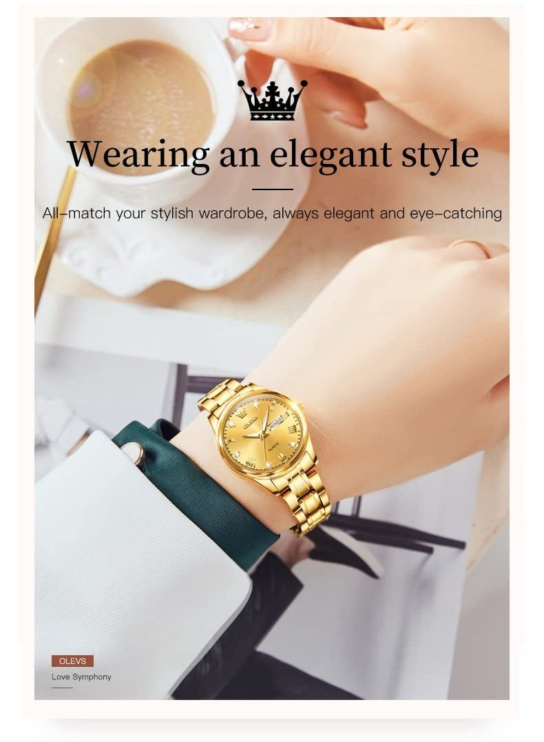 OLEVS Automatic Women Watch Self Winding Mechanical Fashion Bracelet Set Luxury Stainless Steel Luminous Date Waterproof Ladies Wrist Watch - Image 3