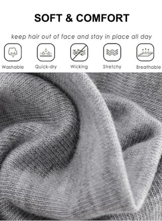 12 Pcs Headbands, Non Slip Soft Cotton Sport Elastic Hairbands for Men and Women, Thin Summer Headband, Soft Cotton Hair Bands for Yoga, Workout, Running, Cycling - view 3