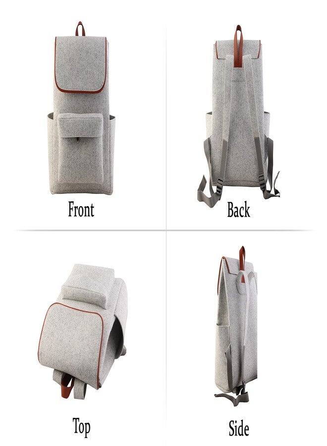 Mysa Felt And Vegan Leather Slim Vintage Designer Fashion Backpack Shoulder Bag Purse Day Bags With Adjustable Straps For Office Work Travel Weekend For Men Women, Whitish Grey, 15 Inches , Large - Image 5