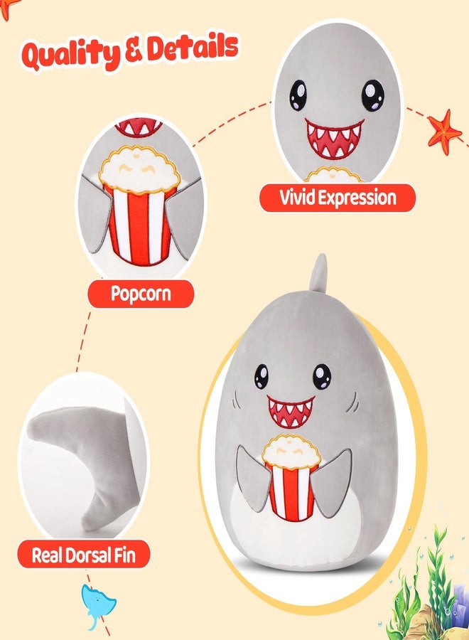 Glow Guards 12'' Shark Plush Pillow Cute Shark Stuffed Animal Holding Popcorn Soft Plush Toy Stuffed Animals Birthday Gift for Boys Girls Kids - Image 3