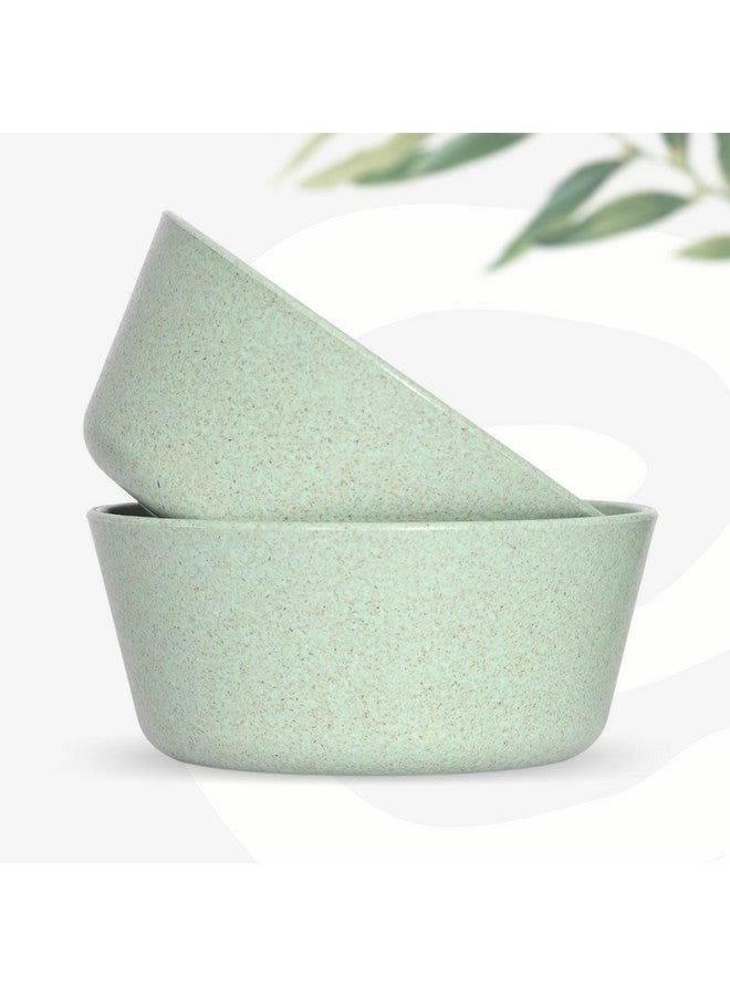 Eha Set of 2 Earth-Friendly Small Curry Bowls for Kitchen | 175 ml | Made with Bamboo Fibers & Rice Husk | Microwave Safe Bowl (Reheat Only) | for Hot & Cold Serving Bowl Set | Celeste - Image 1