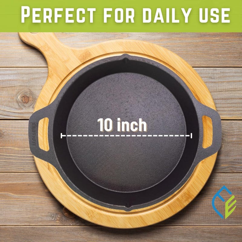 Earthfit Earthfit Twin Handle Skillet 10 Inch, Non-Stick Cookware Griller Pan with Handle for Chicken, Fish Fry, Tadka, Panner Tikka, Compatible with Gas Stove, Oven & Camp Fire  - Image 2