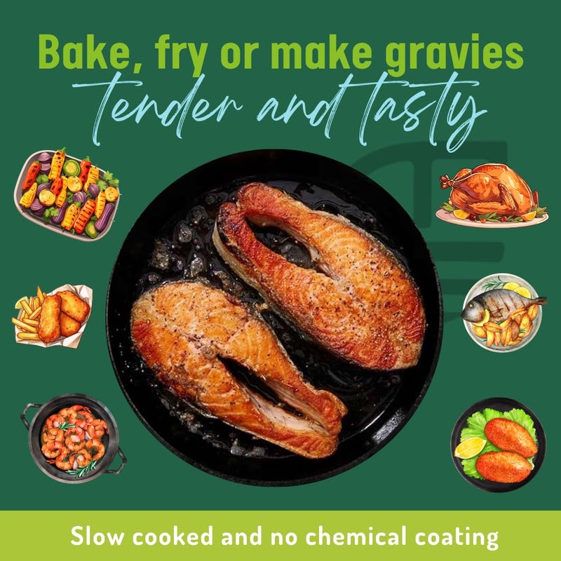 Earthfit Earthfit Twin Handle Skillet 10 Inch, Non-Stick Cookware Griller Pan with Handle for Chicken, Fish Fry, Tadka, Panner Tikka, Compatible with Gas Stove, Oven & Camp Fire  - Image 4
